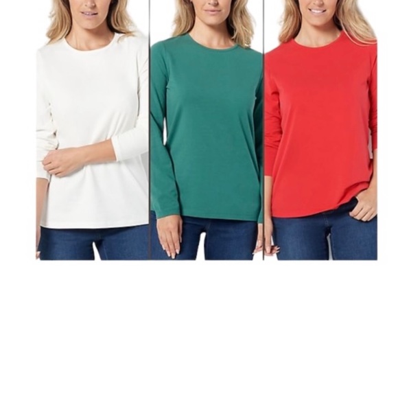 Denim&Co Tops - 🔥🔥 "As Is" Denim & Co. Essentials Perfect
Jersey Long-Sleeve Top 3-Pack